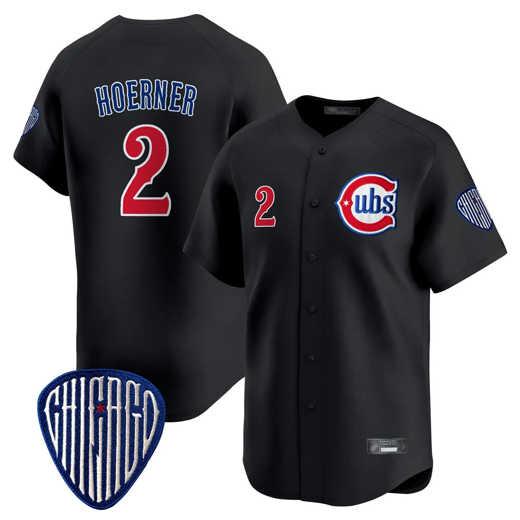Elroe C.Cubs #2 Nico Hoerner Player Black Vapor Premier Limited Home Stitched Jerseys