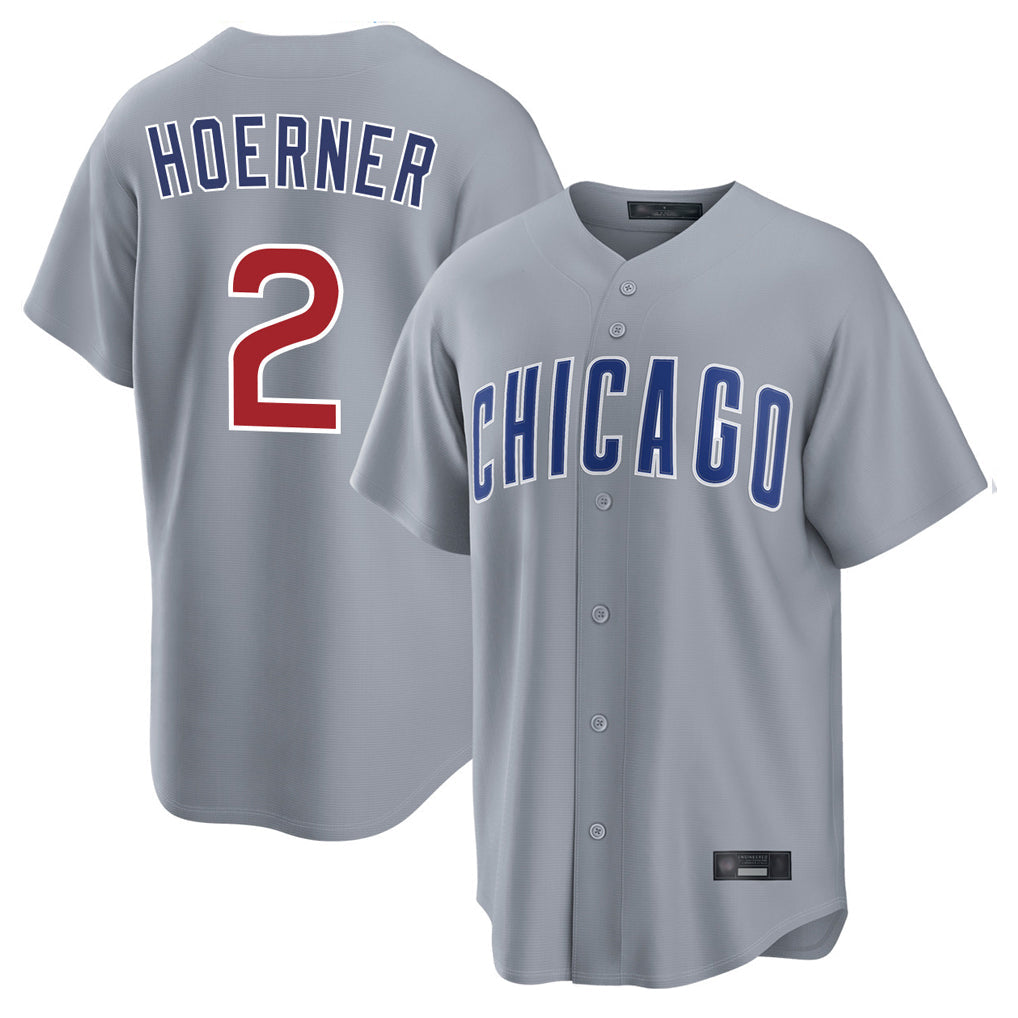 Elroe C.Cubs #2 Nico Hoerner Player Gray Home Game Stitched Jerseys