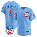 Elroe C.Cubs #2 Nico Hoerner Player Light Blue 150th Anniversary Limited Home Stitched Jerseys