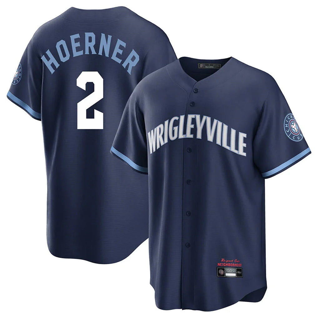 Elroe C.Cubs #2 Nico Hoerner Player Navy City Connect Home Game Stitched Jerseys