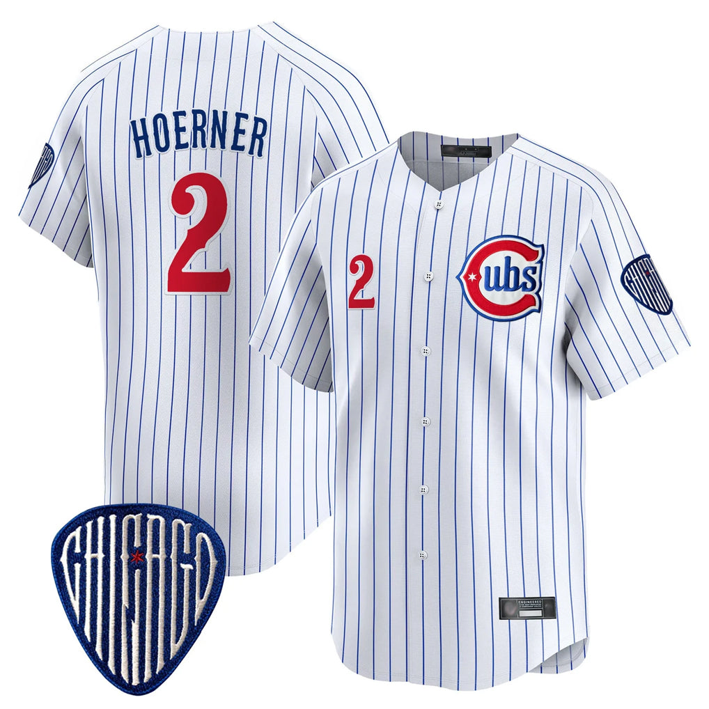Elroe C.Cubs #2 Nico Hoerner Player White Pinstripe Vapor Premier Limited Home Stitched Jerseys