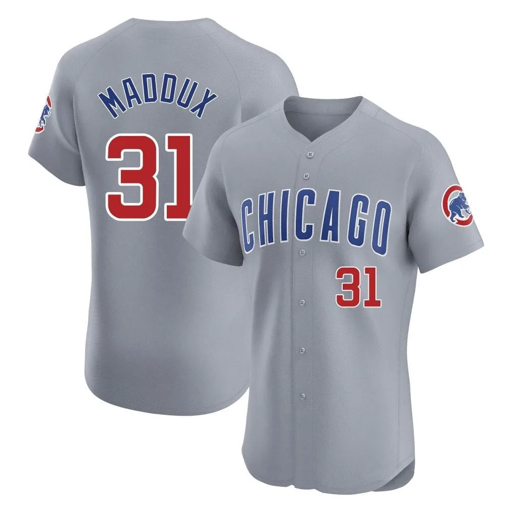 Elroe C.Cubs #31 Greg Maddux Player Gray Road Limited Elite Home Stitched Jerseys