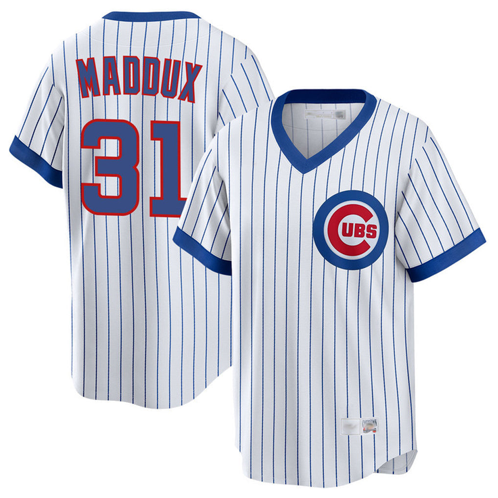 Elroe C.Cubs #31 Greg Maddux Player White T-shirt Cooperstown Collection Limited Stitched Jerseys