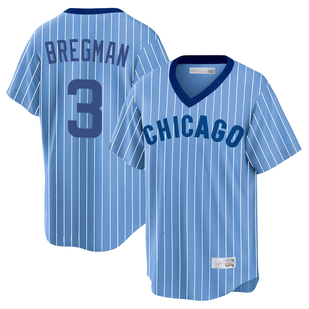 Elroe C.Cubs #3 Alex Bregman Blue T-shirt Cooperstown Collection Limited Stitched Jerseys