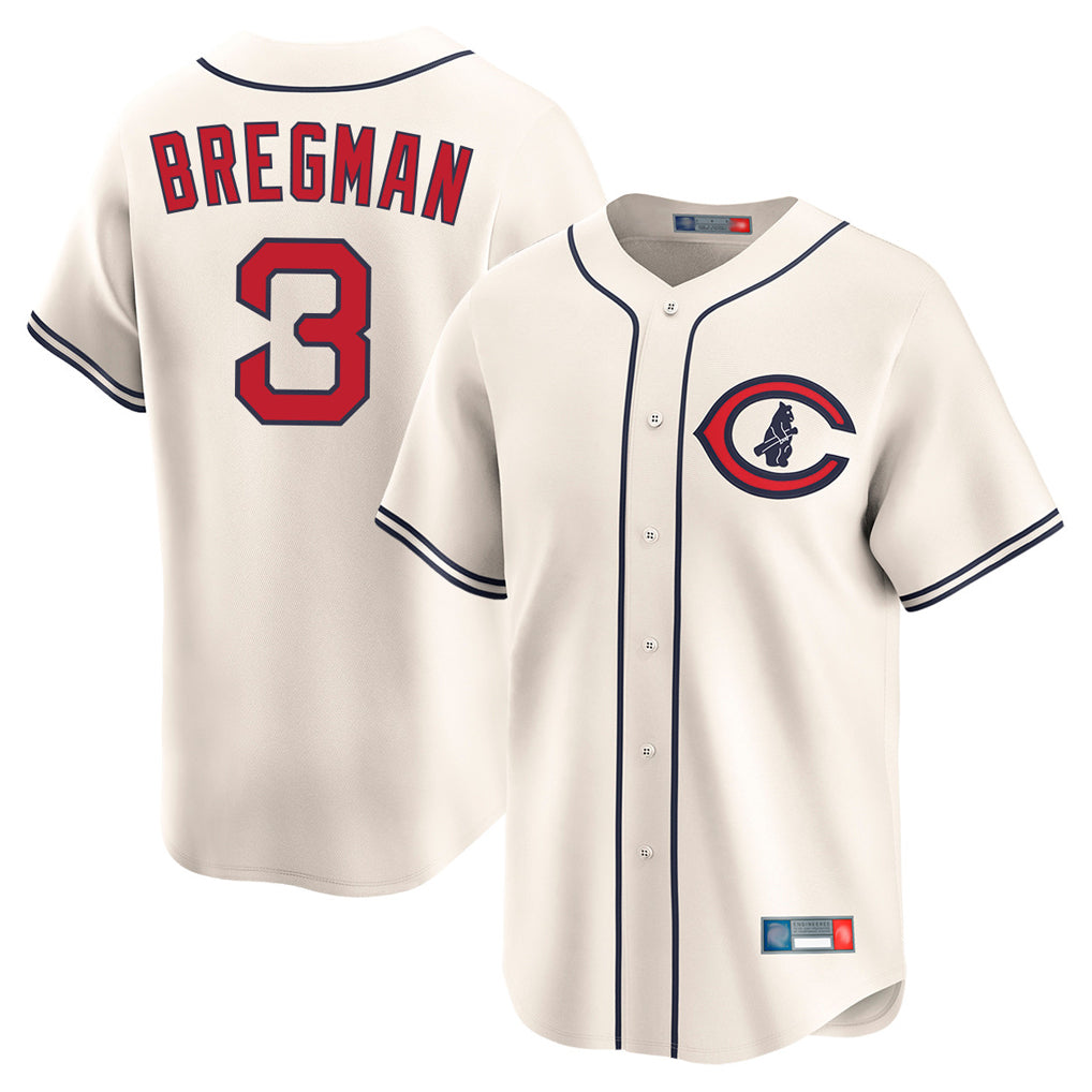 Elroe C.Cubs #3 Alex Bregman Cream Field of Dreams Limited Home Game Stitched Jerseys