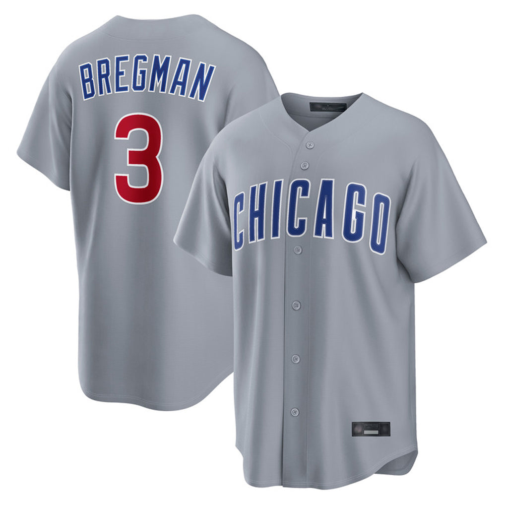 Elroe C.Cubs #3 Alex Bregman Gray Home Game Stitched Jerseys