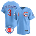 Elroe C.Cubs #3 Alex Bregman Light Blue 150th Anniversary Limited Home Stitched Jerseys