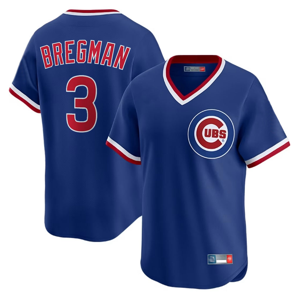 Elroe C.Cubs #3 Alex Bregman Royal T-shirt Cooperstown Collection Limited Stitched Jerseys
