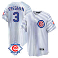 Elroe C.Cubs #3 Alex Bregman White 150th Anniversary Home Game Stitched Jerseys