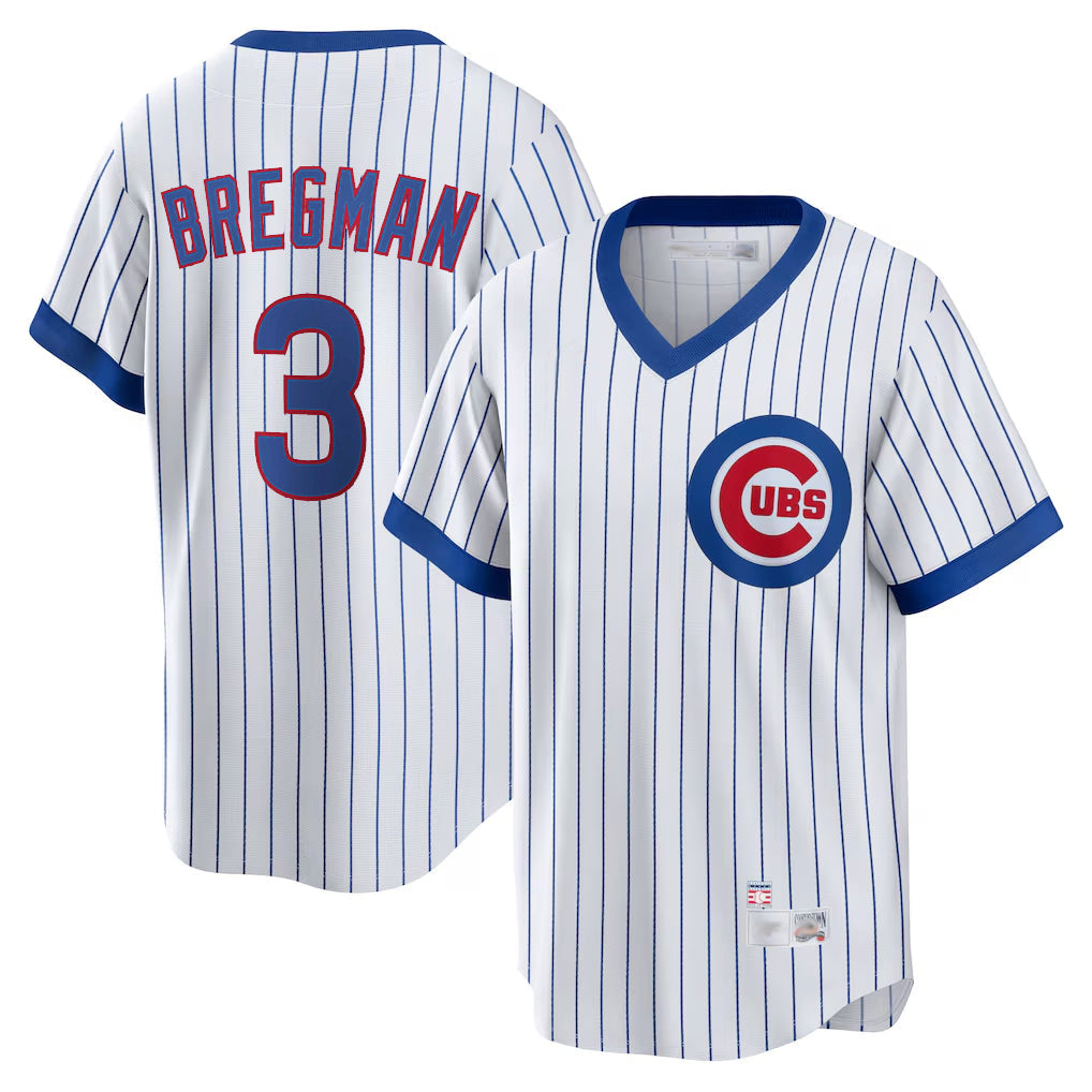 Elroe C.Cubs #3 Alex Bregman White T-shirt Cooperstown Collection Limited Stitched Jerseys