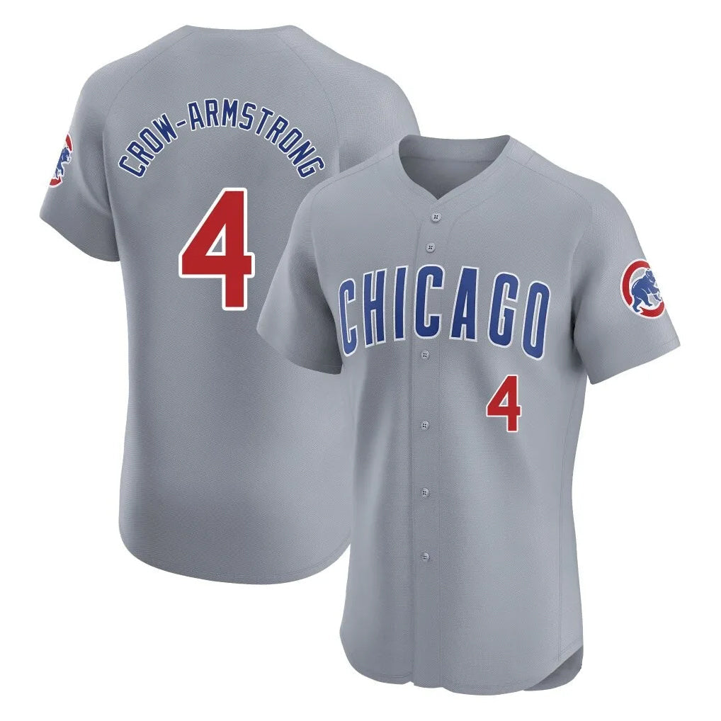 Elroe C.Cubs #4 Pete Crow-Armstrong Player Gray Road Limited Elite Home Stitched Jerseys