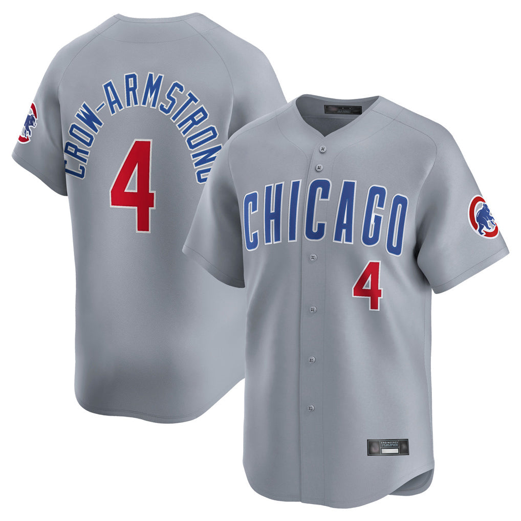 Elroe C.Cubs #4 Pete Crow-Armstrong Player Gray Road Limited Home Stitched Jerseys