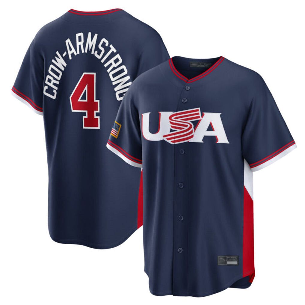 Elroe C.Cubs #4 Pete Crow-Armstrong Player Navy USA 2026 World Classic Home Limited Stitched Jerseys
