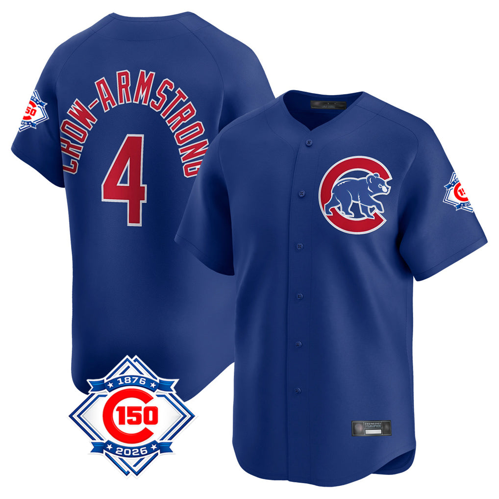 Elroe C.Cubs #4 Pete Crow-Armstrong Player Royal 150th Anniversary Limited Home Stitched Jerseys