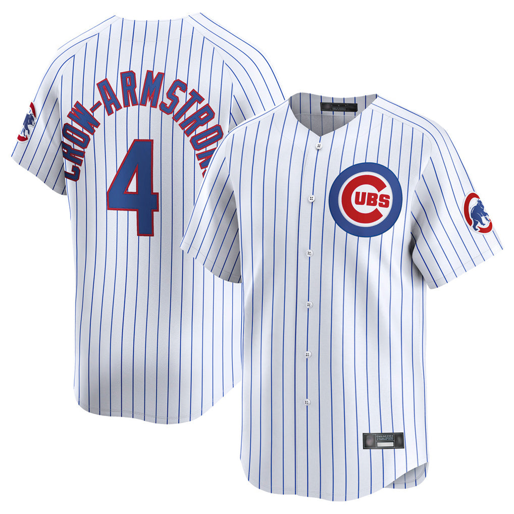 Elroe C.Cubs #4 Pete Crow-Armstrong Player White Limited Home Game Stitched Jerseys