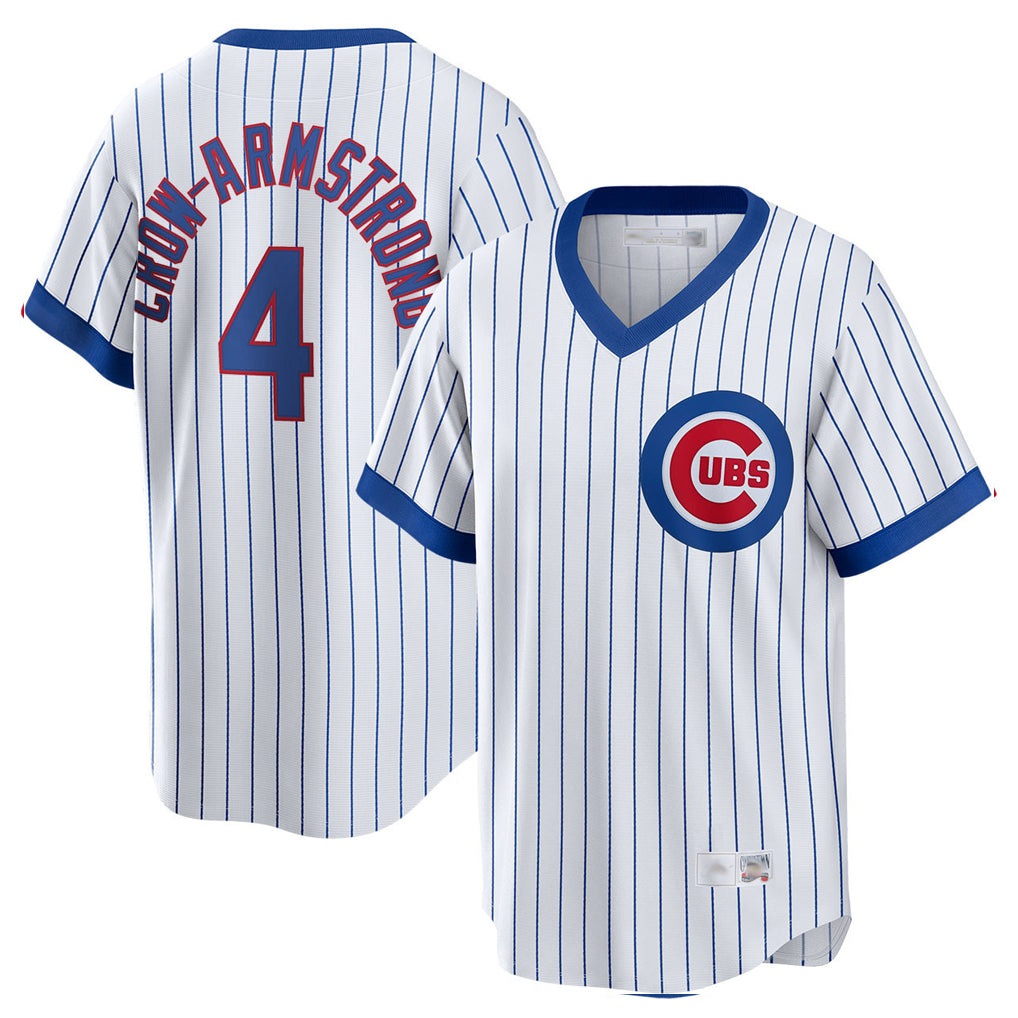 Elroe C.Cubs #4 Pete Crow-Armstrong Player White T-shirt Cooperstown Collection Limited Stitched Jerseys