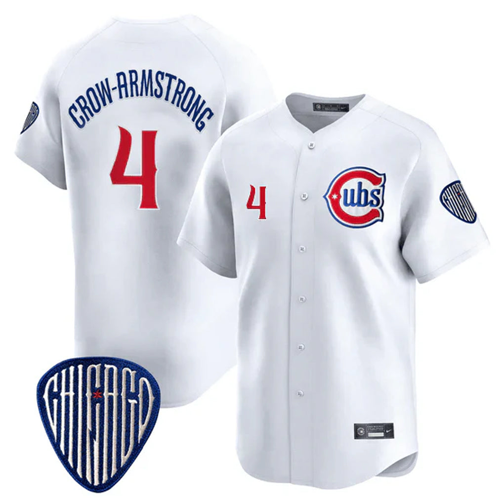 Elroe C.Cubs #4 Pete Crow-Armstrong Player White Vapor Premier Limited Home Stitched Jerseys