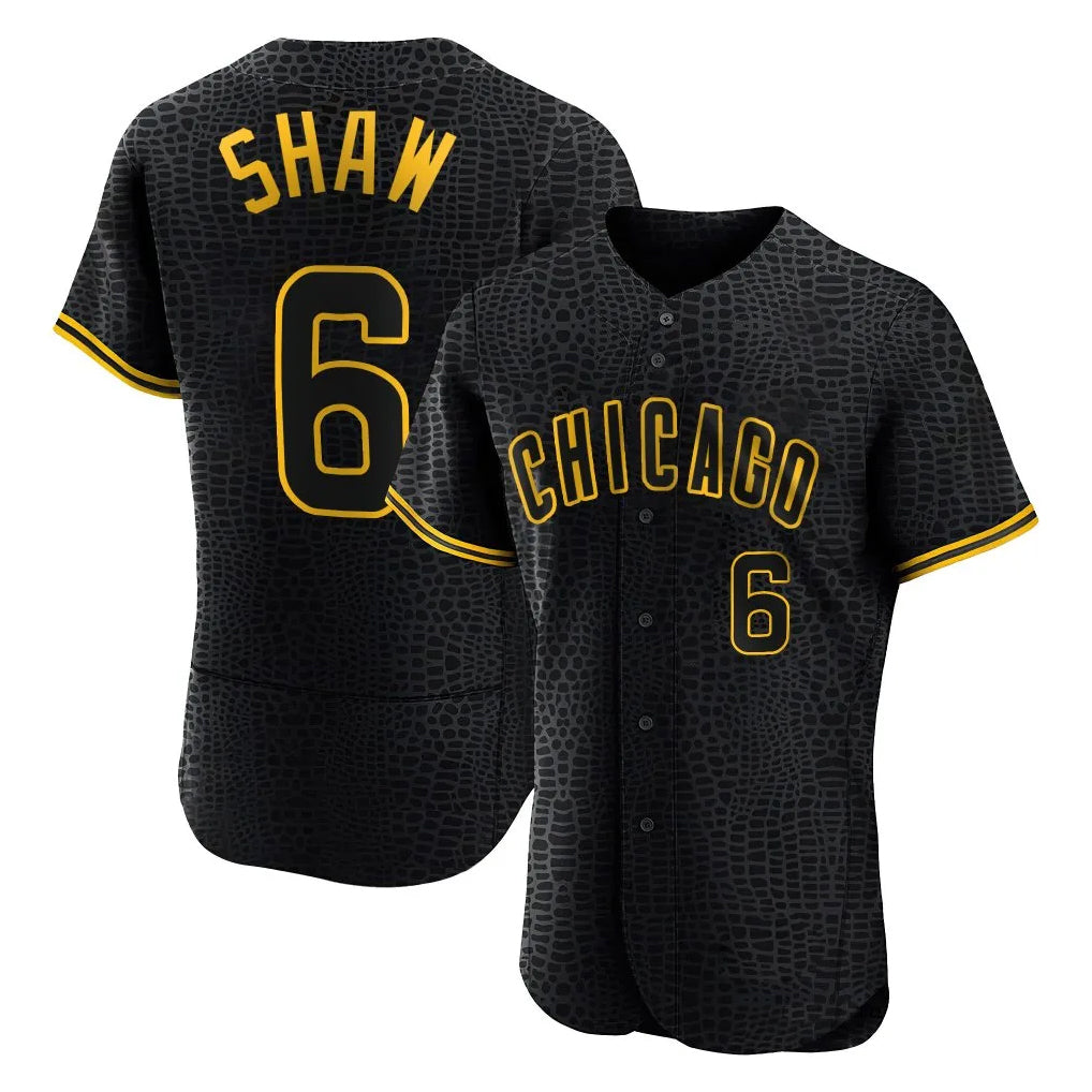 Elroe C.Cubs #6 Matt Shaw Player Black Snake Skin City Limited Elite Home Game Stitched Jerseys