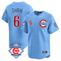 Elroe C.Cubs #6 Matt Shaw Player Light Blue 150th Anniversary Limited Home Stitched Jerseys