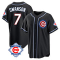 Elroe C.Cubs #7 Dansby Swanson Player Black Fashion Out 150th Anniversary Game Stitched Jerseys