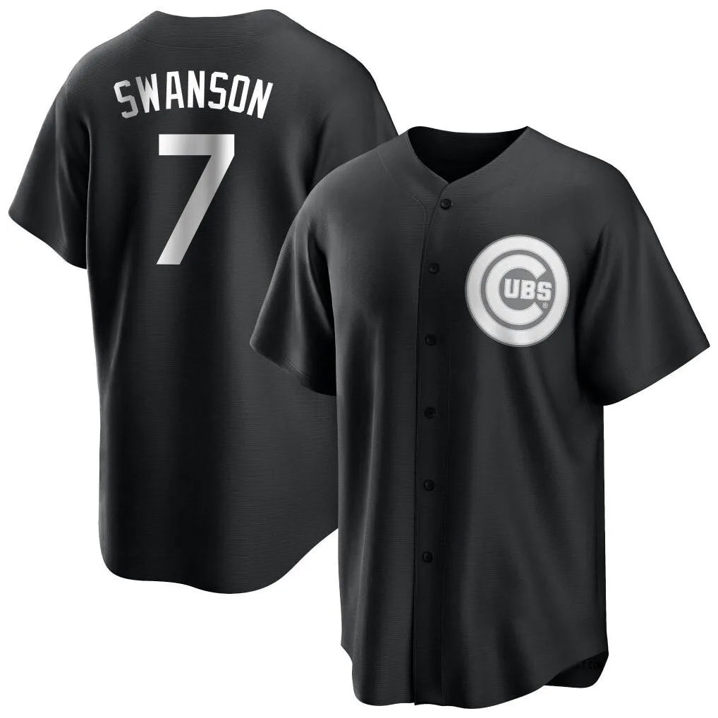 Elroe C.Cubs #7 Dansby Swanson Player Black Game Stitched Jerseys