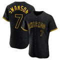 Elroe C.Cubs #7 Dansby Swanson Player Black Snake Skin City Limited Elite Home Game Stitched Jerseys