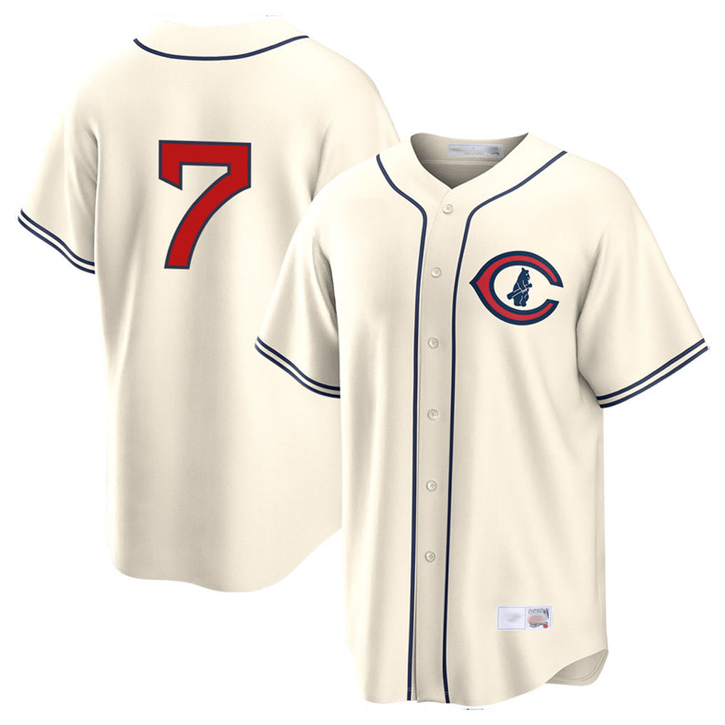 Elroe C.Cubs #7 Dansby Swanson Player Cream Field of Dreams Home Game Stitched Jerseys