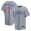 Elroe C.Cubs #7 Dansby Swanson Player Gray Home Game Stitched Jerseys