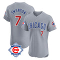 Elroe C.Cubs #7 Dansby Swanson Player Gray Road 150th Anniversary Limited Elite Home Stitched Jerseys