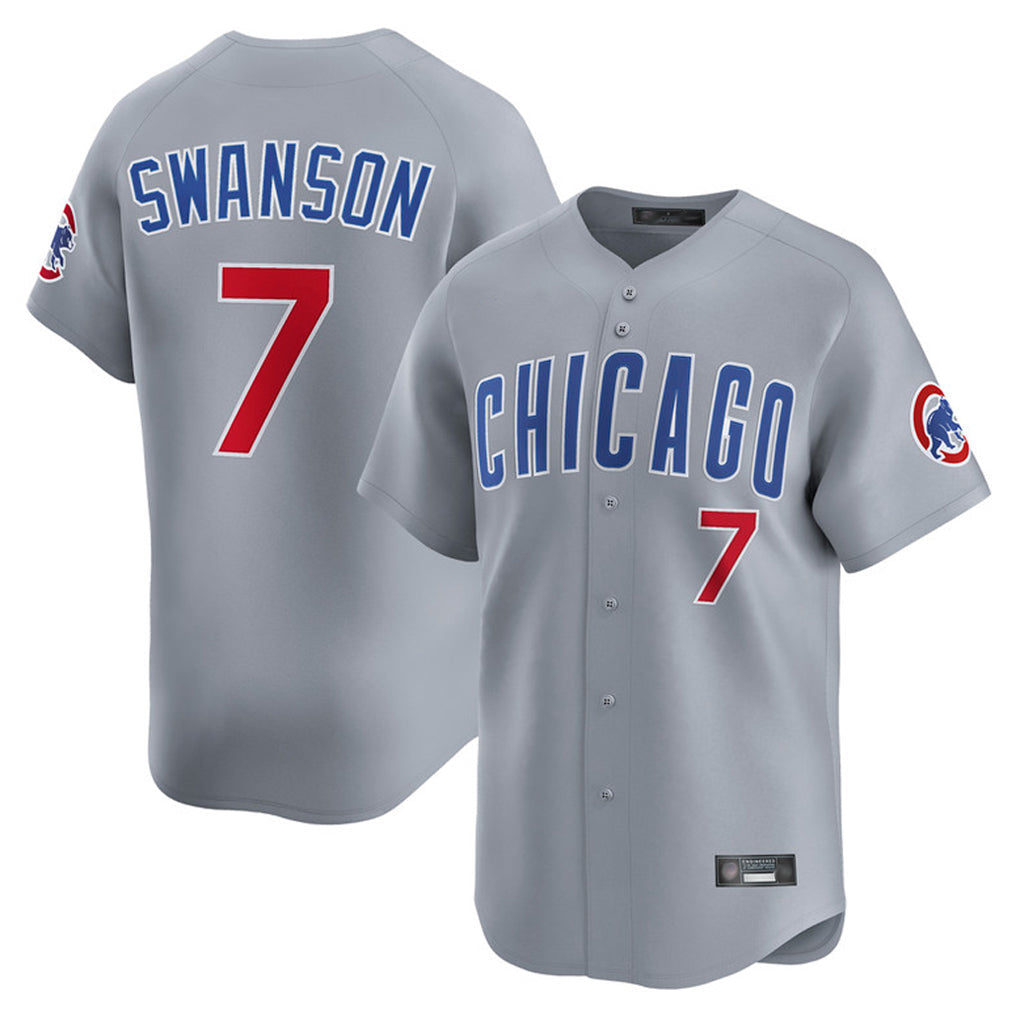 Elroe C.Cubs #7 Dansby Swanson Player Gray Road Limited Home Stitched Jerseys