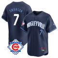 Elroe C.Cubs #7 Dansby Swanson Player Navy City Connect 150th Anniversary Limited Home Stitched Jerseys