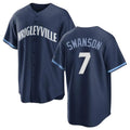 Elroe C.Cubs #7 Dansby Swanson Player Navy City Connect Home Game Stitched Jerseys