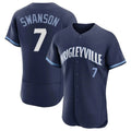 Elroe C.Cubs #7 Dansby Swanson Player Navy City Connect Limited Elite Home Stitched Jerseys