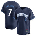 Elroe C.Cubs #7 Dansby Swanson Player Navy City Connect Limited Home Stitched Jerseys