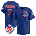 Elroe C.Cubs #7 Dansby Swanson Player Royal 150th Anniversary Limited Home Stitched Jerseys