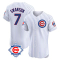 Elroe C.Cubs #7 Dansby Swanson Player White 150th Anniversary Limited Elite Home Game Stitched Jerseys