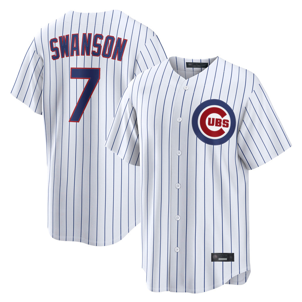 Elroe C.Cubs #7 Dansby Swanson Player White Game Home Stitched Jerseys