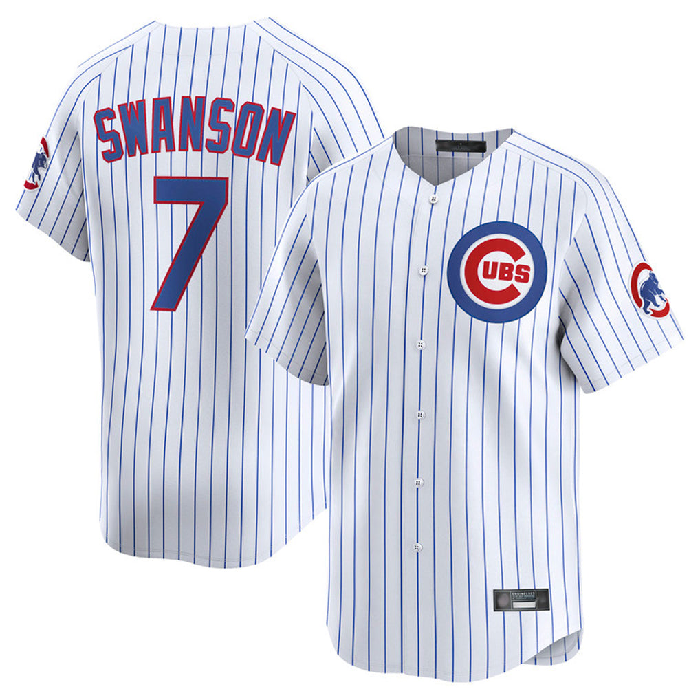Elroe C.Cubs #7 Dansby Swanson Player White Limited Home Game Stitched Jerseys