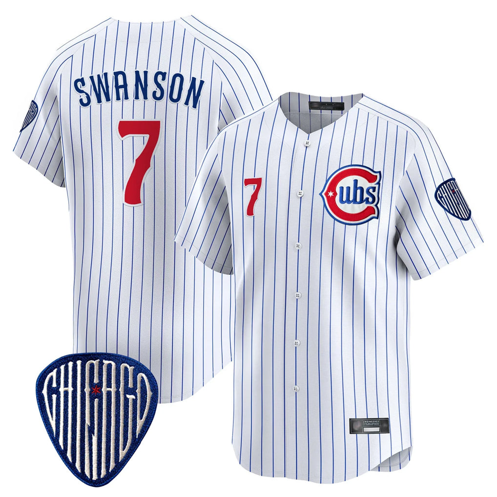 Elroe C.Cubs #7 Dansby Swanson Player White Pinstripe Vapor Premier Limited Home Stitched Jerseys