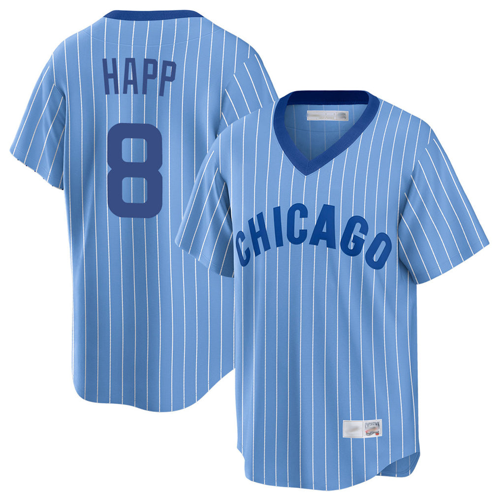 Elroe C.Cubs #8 Ian Happ Player Blue T-shirt Cooperstown Collection Limited Stitched Jerseys