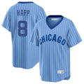 Elroe C.Cubs #8 Ian Happ Player Blue T-shirt Cooperstown Collection Limited Stitched Jerseys