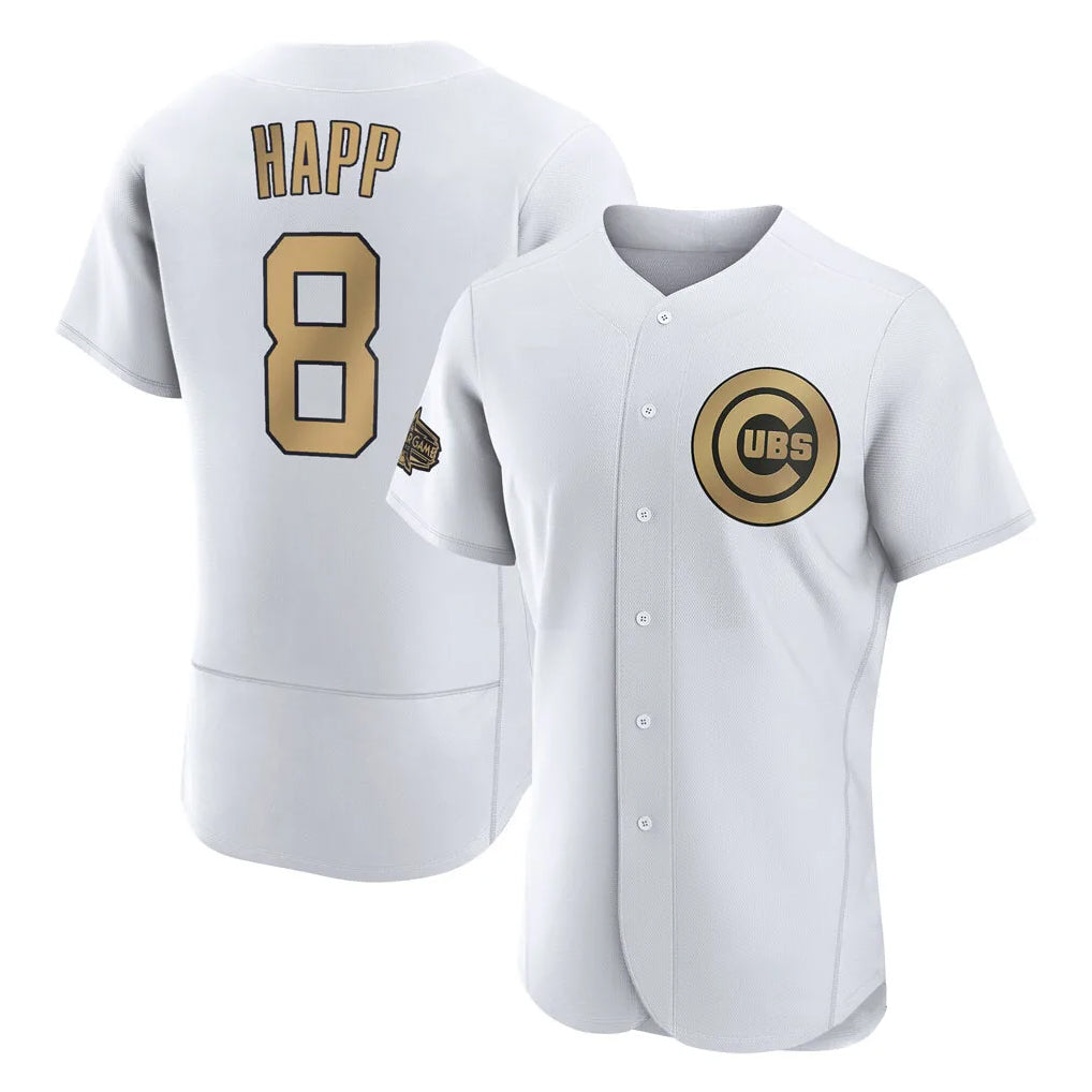 Elroe C.Cubs #8 Ian Happ Player Gold All-Star Limited Elite Home Game Stitched Jerseys