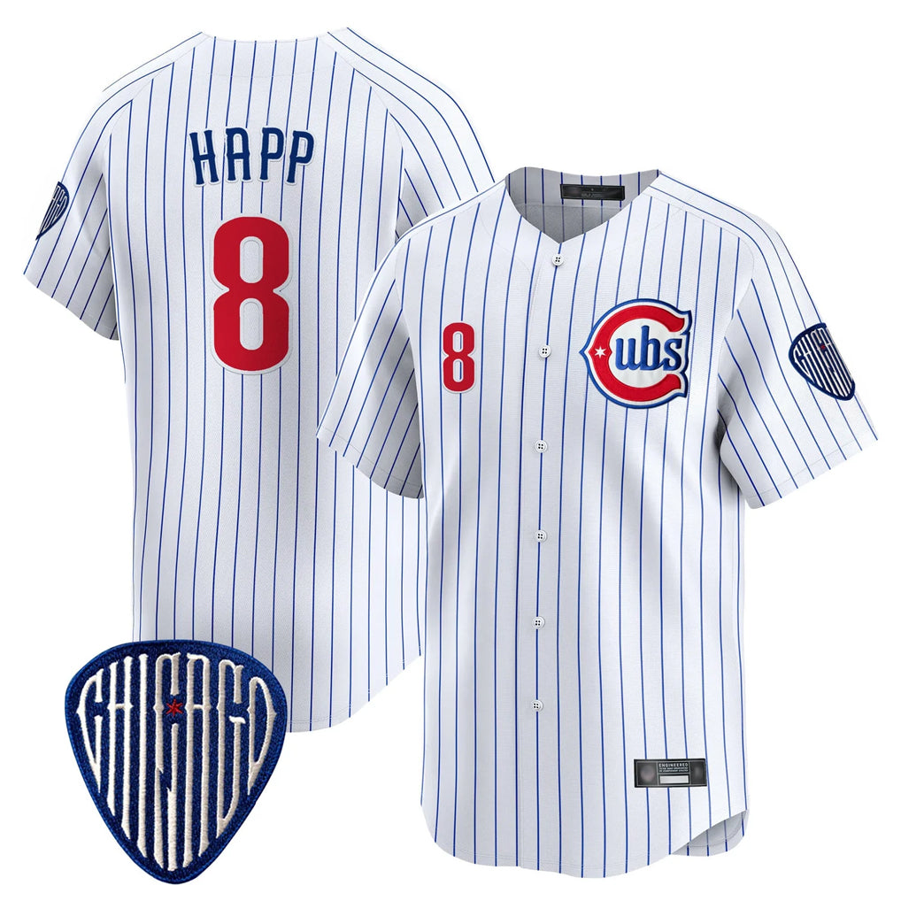 Elroe C.Cubs #8 Ian Happ Player White Pinstripe Vapor Premier Limited Home Stitched Jerseys