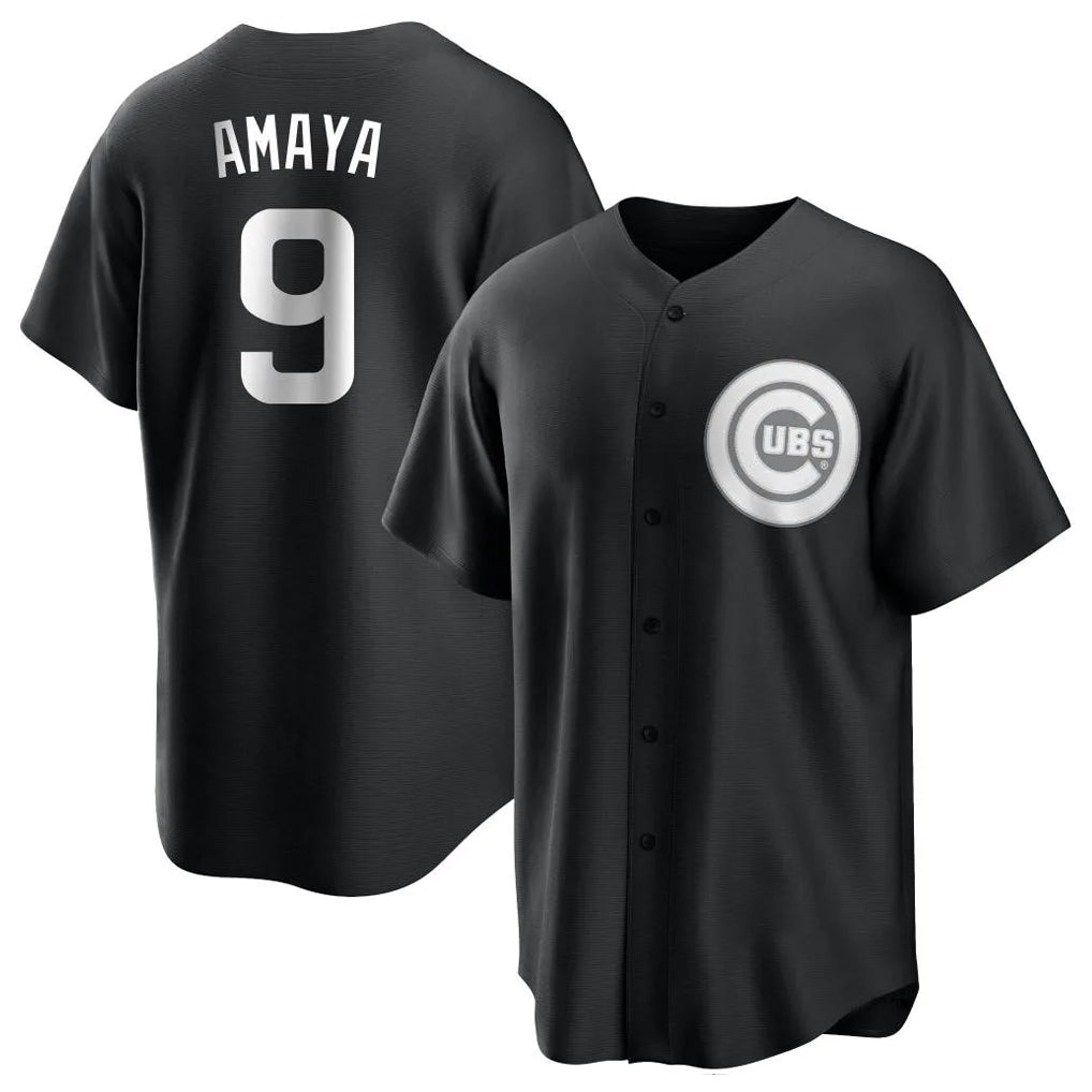 Elroe C.Cubs #9 Miguel Amaya Player Black Game Stitched Jerseys