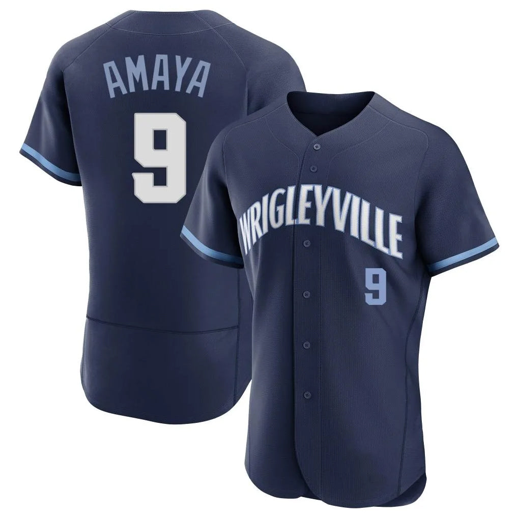 Elroe C.Cubs #9 Miguel Amaya Player Navy City Connect Limited Elite Home Stitched Jerseys