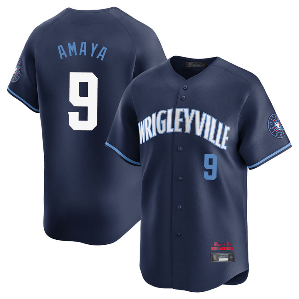 Elroe C.Cubs #9 Miguel Amaya Player Navy City Connect Limited Home Stitched Jerseys