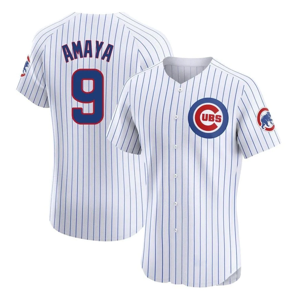 Elroe C.Cubs #9 Miguel Amaya Player White Limited Elite Home Game Stitched Jerseys