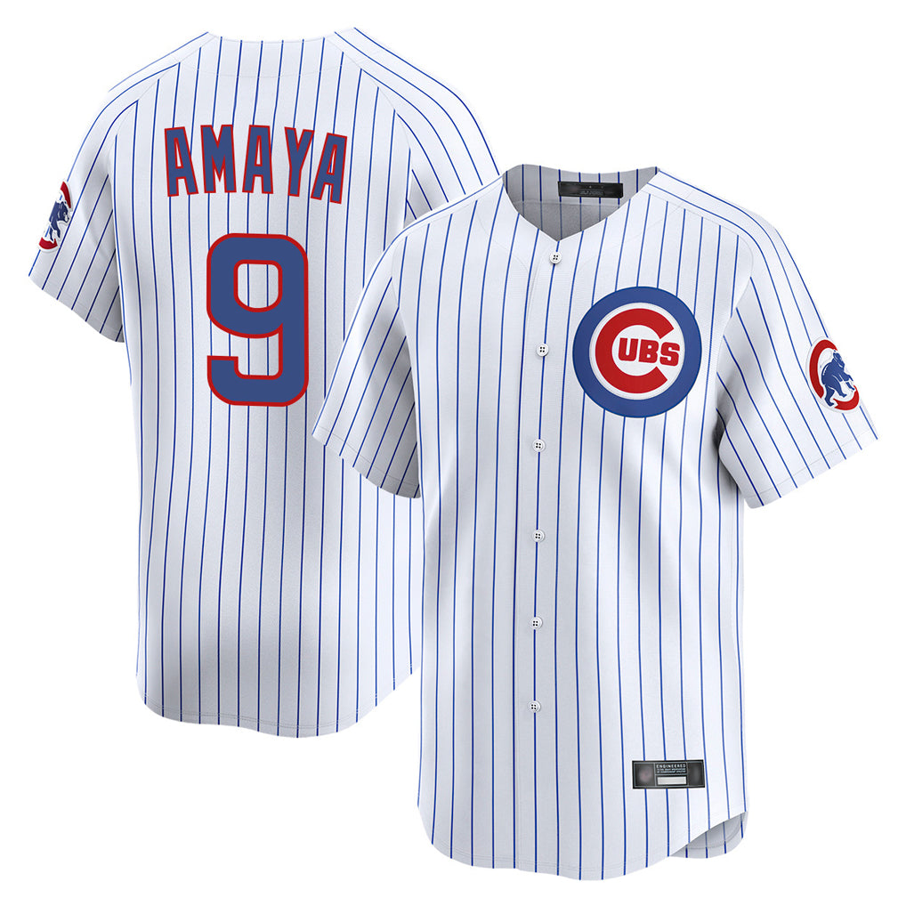 Elroe C.Cubs #9 Miguel Amaya Player White Limited Home Game Stitched Jerseys