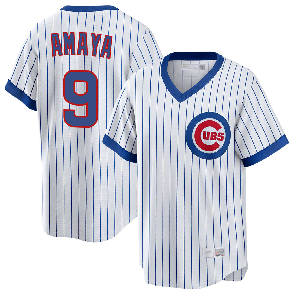 Elroe C.Cubs #9 Miguel Amaya Player White T-shirt Cooperstown Collection Limited Stitched Jerseys