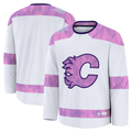 Elroe C.Flames White 2024 Hockey Fights Cancer Practice Jerseys